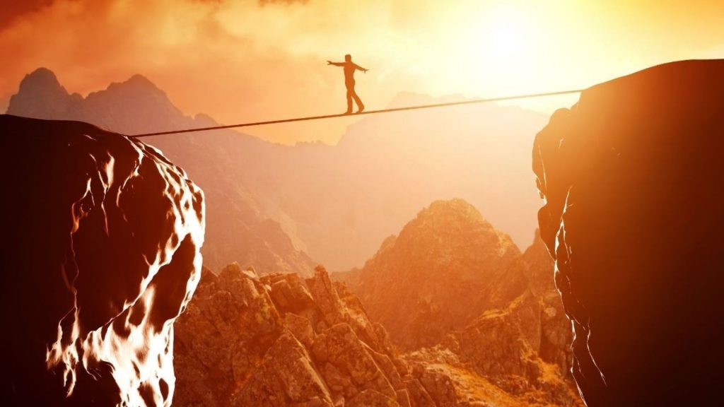 Man walking on a rope